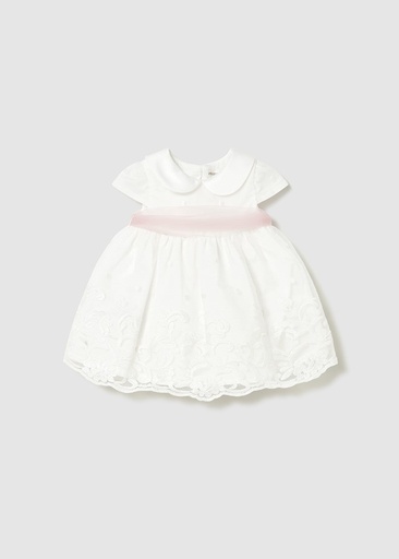 Geborduurde feestjurk met bloomer cream 