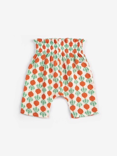 Broek harem woven cool radish all over white 