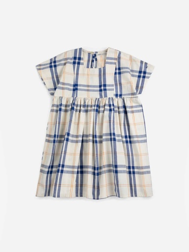 Jurk korte mouw woven fun tartan offwhite 