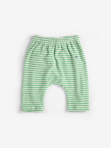 Pantalon harem tricoté vert rayures vertes