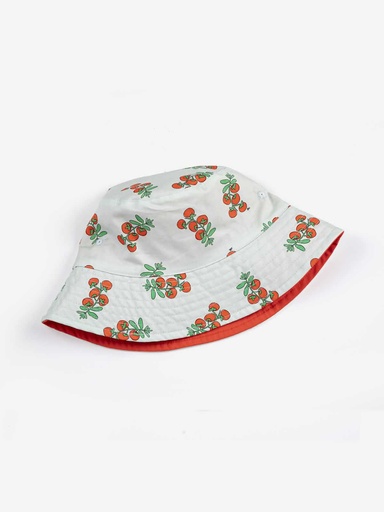 Hoed omkeerbaar woven juicy tomatoes all over red 