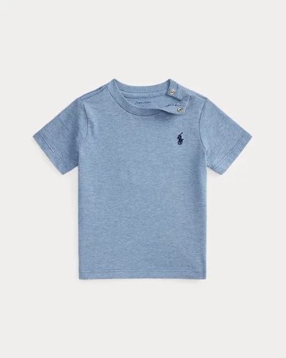 Round-neck T-shirt - cotton jersey (3m-18m) Chambray Heather
