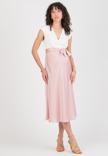 Maternity and feeding dress Diletta - satin Pale pink