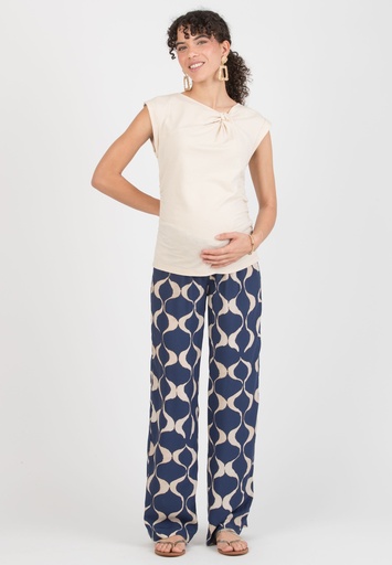 Zwangerschaps T-shirt Paris met knoopdetail Vanilla 
