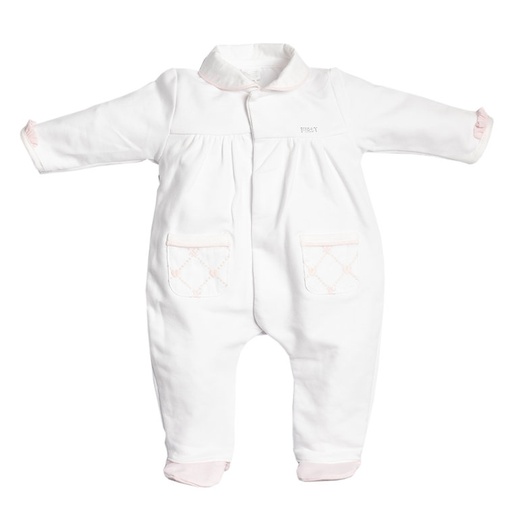 Crawler suit verso heart organza couture white-pink 