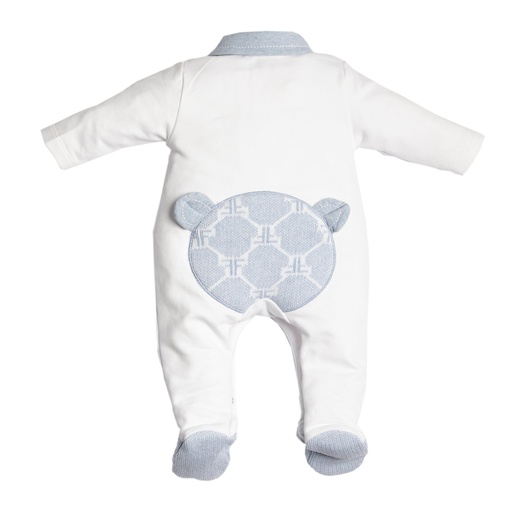 Crawler suit verso signature teddy white-azzuro 