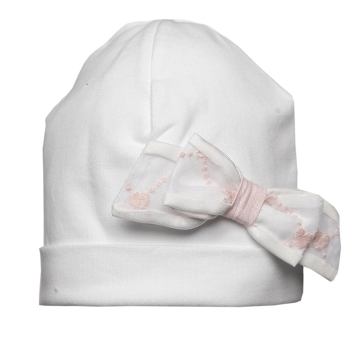 Muts strik organza couture white-pink 