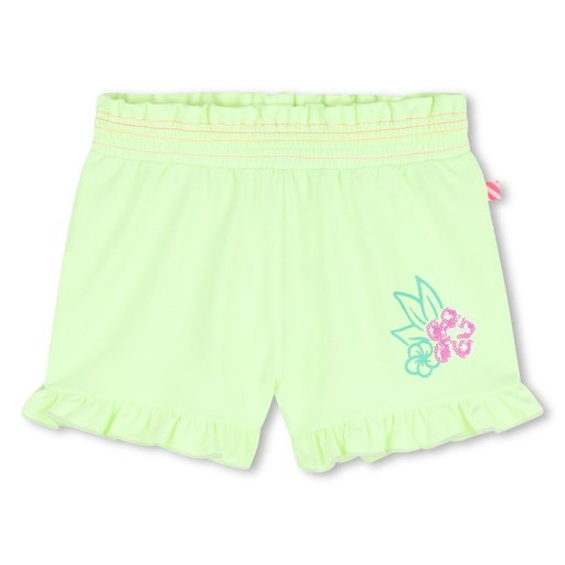 Short terry ruffle glitterprint geel 