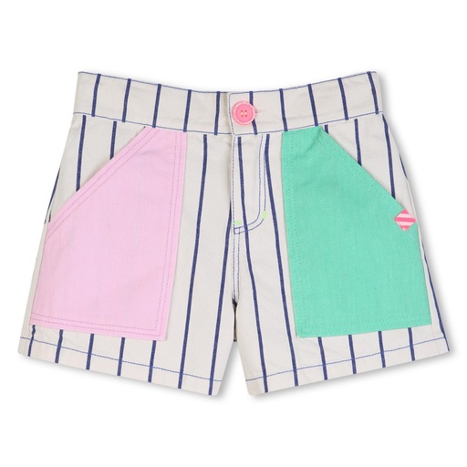 Short katoen streep contrastpockets blauw 