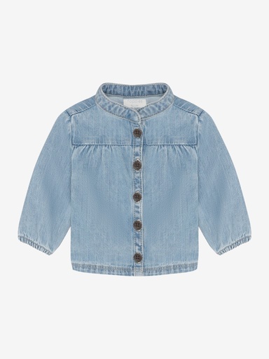 Blouse long-sleeved denim softgather  