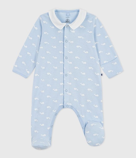 Pyjamas in cotton with collar and whale print Toudou/Marshmallow 