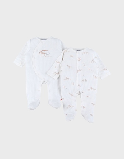 Pyjama baby zebra jersey (2 stuks) wit 