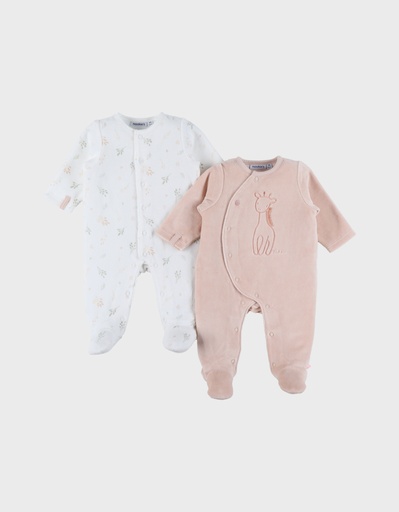 Pyjama giraffe (2 stuks) Flowers & Peach 