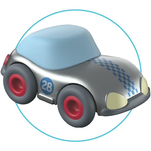 *Knikkerbaan kullerbü zilveren sportwagen  