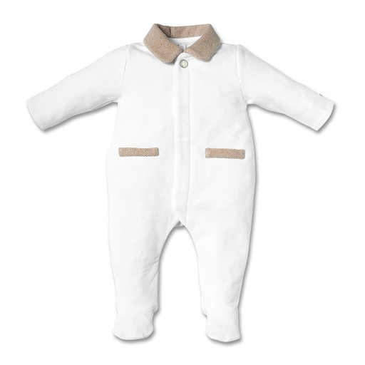 Baby suit teddyhead back white-beige