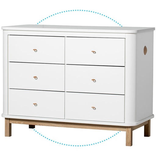 Commodes 6 tiroirs (grandes, blanc/chêne) wit 