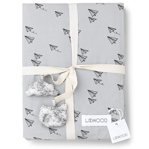 Donsovertrek 1-persoons Carl print paperplane (dumbo grey) 