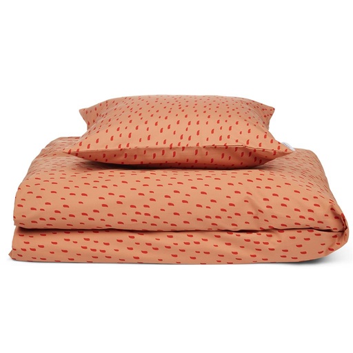 *Donsovertrek 1-persoons Carl print graphic stroke-tuscany rose 