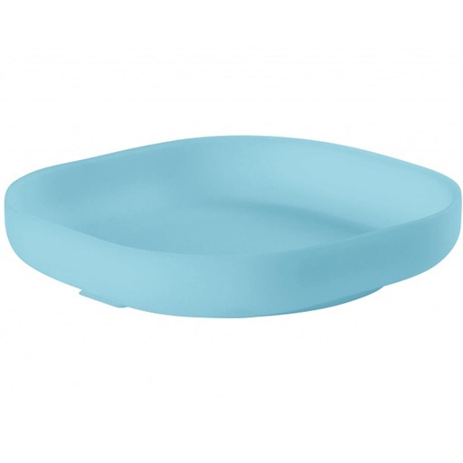 Assiette avec ventouse en silicone bleu