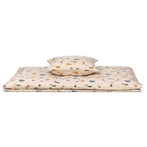 *Donsovertrek (100x140) bed Ingeborg print safari (sandy mix) 