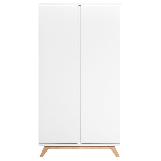 Armoire 2 portes Lynn sans poignée XL blanc - naturel