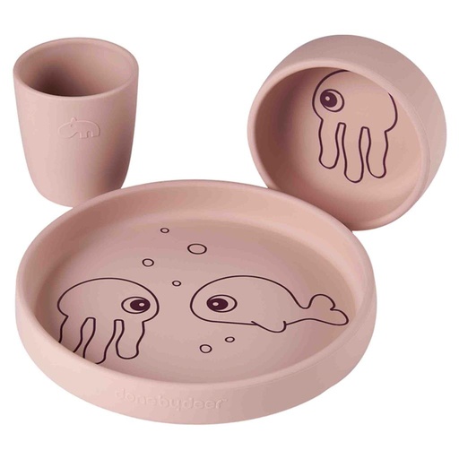 Eating set (silicone) sea friends powder