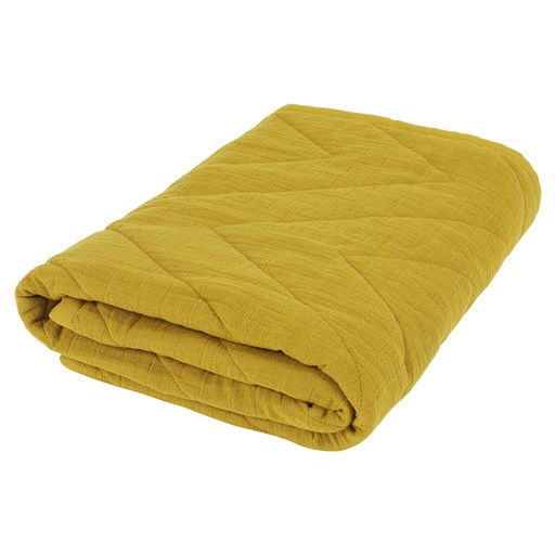 Dekentje (katoen, quilted) bliss mustard 75X100