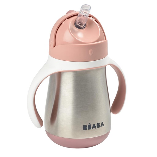 Drinkbeker met rietje 250ml old pink 