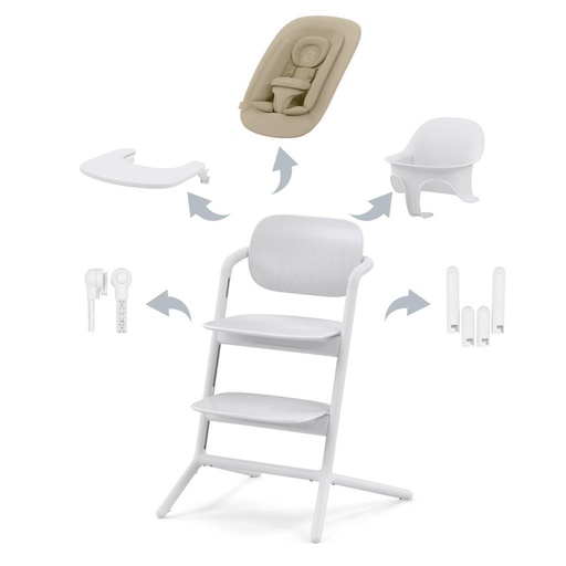 Chaise de salle à manger lemo 4-in-1 all white 