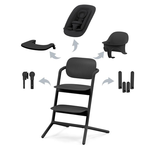 Dining chair lemo 4-in-1 stunning black 