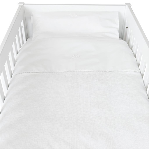 Housse de couette et taie d'oreiller (100x135cm) coton blanc 100X135