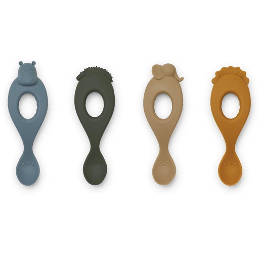 Lepels (silicone, 4 stuks) Liva safari - blue multi mix 