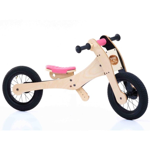 Loopfiets 2-in-1 (hout) pink 