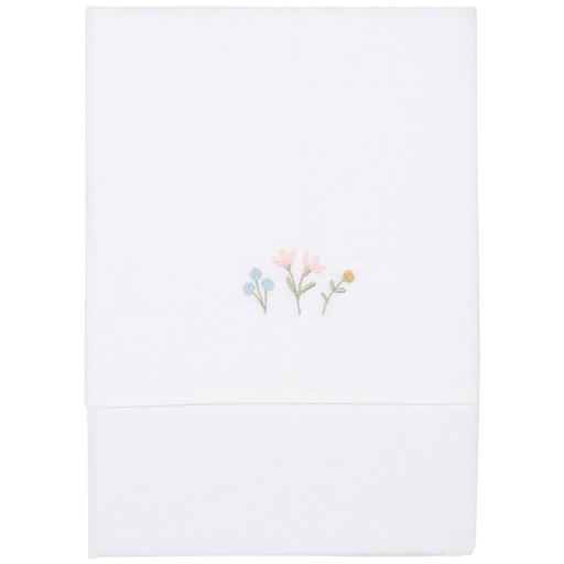 Drap de lit broderie fleurs&papillons rose