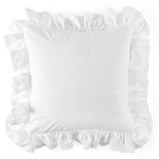 Kussen cotton white (volant) 