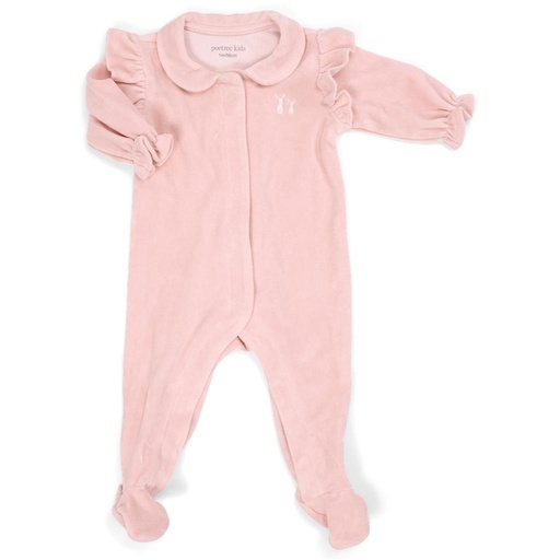 Combinaison chenille velours à volants blush pink