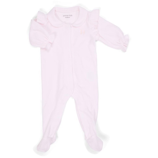 Kruippakje velours ruffles Poetree kids soft pink