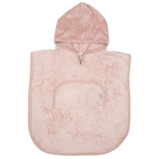 Poncho col V (2-4ans) rose brumeux