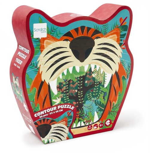 Puzzle 59 pièces contour tigre  