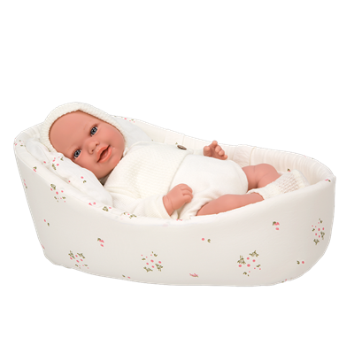 Doll 45cm Adi white with cradle  