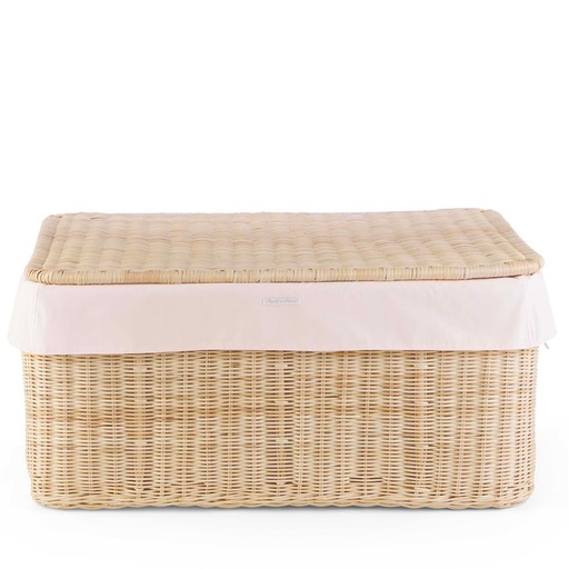 Rieten speelgoedkoffer groot cotton pink 
