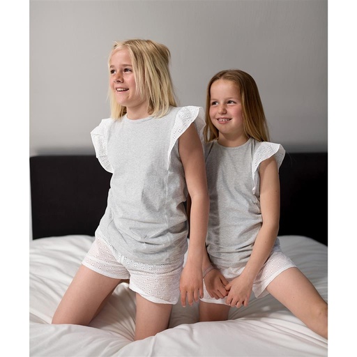 Pyjama Audrey gris chine + blanc 