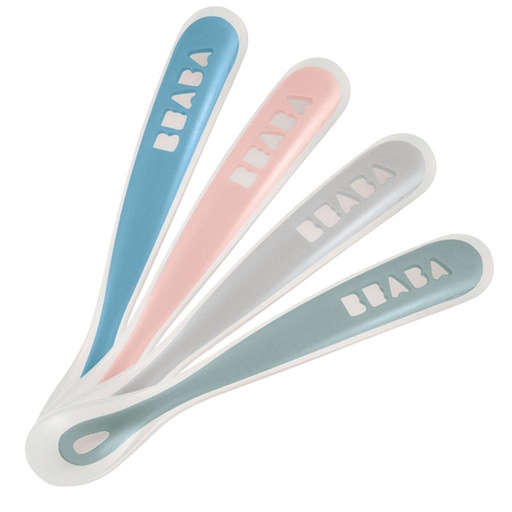 Set of 4 silicone spoons 1st age blue-green-mist-pink 