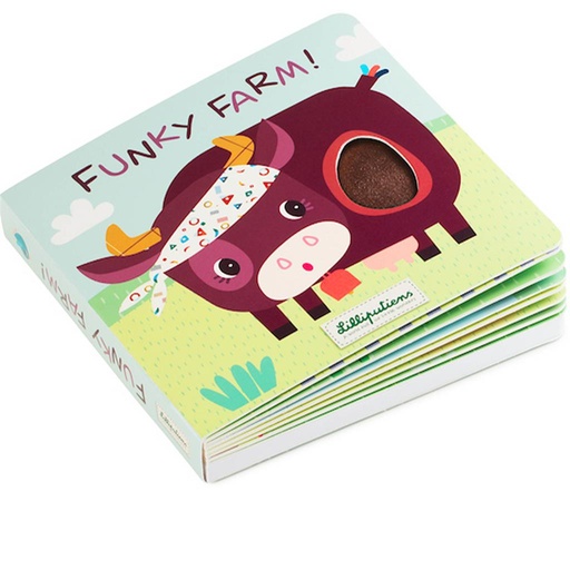 Voelboek met geluiden funky farm  
