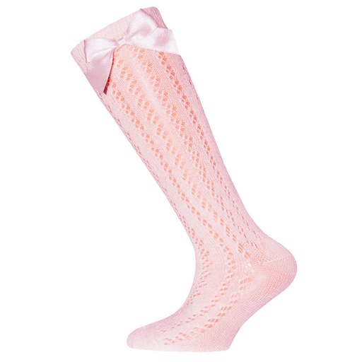Kousen met strik rosa 