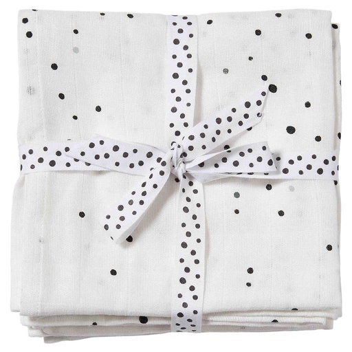 Inbakerdoek (2-pack) dreamy dots white 