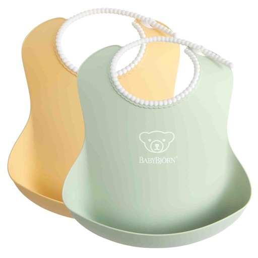 Bavoir (duopack) pastelgeel-pastelgroen 