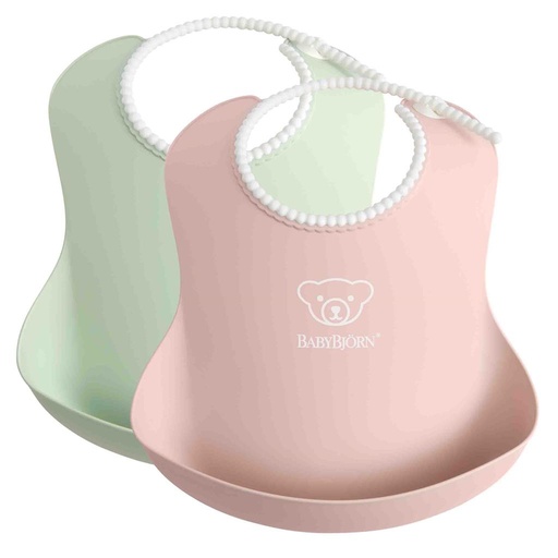 Bavoir (duopack) pastelgroen-pastelroze 
