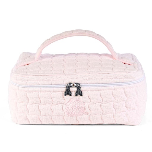 Trousse de toilette - Coton matelassé rose