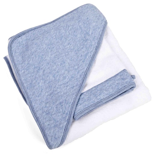 Badcape + washandje poetree kids chevron denim blue 